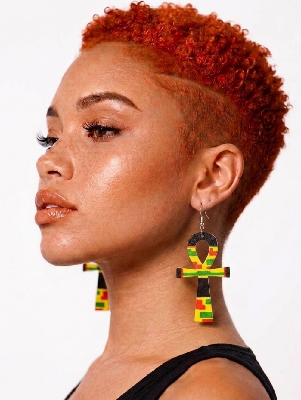 Ankh Kente Print NWT Dangly Earrings